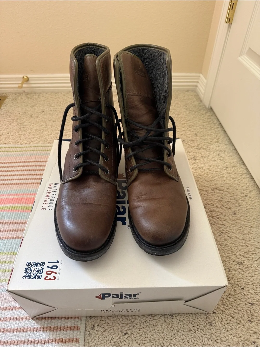 Pajar EU43 Men's Brown Leather Lace-Up Winter Boots
